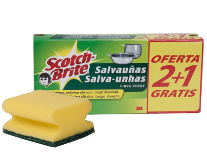 ESTROPAJO SALVAUAS SCOTCH BRITE FIBRA VERDE PAQUETE 2+1 GRATIS