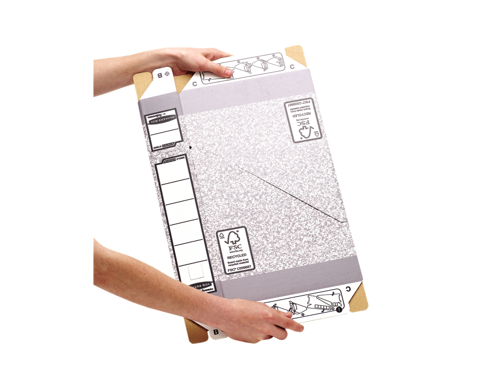 REVISTERO BANKERS BOX CARTON RECICLADO FSC DIN A4 LOMO 80 MM GRIS PACK DE 10 UNIDADES