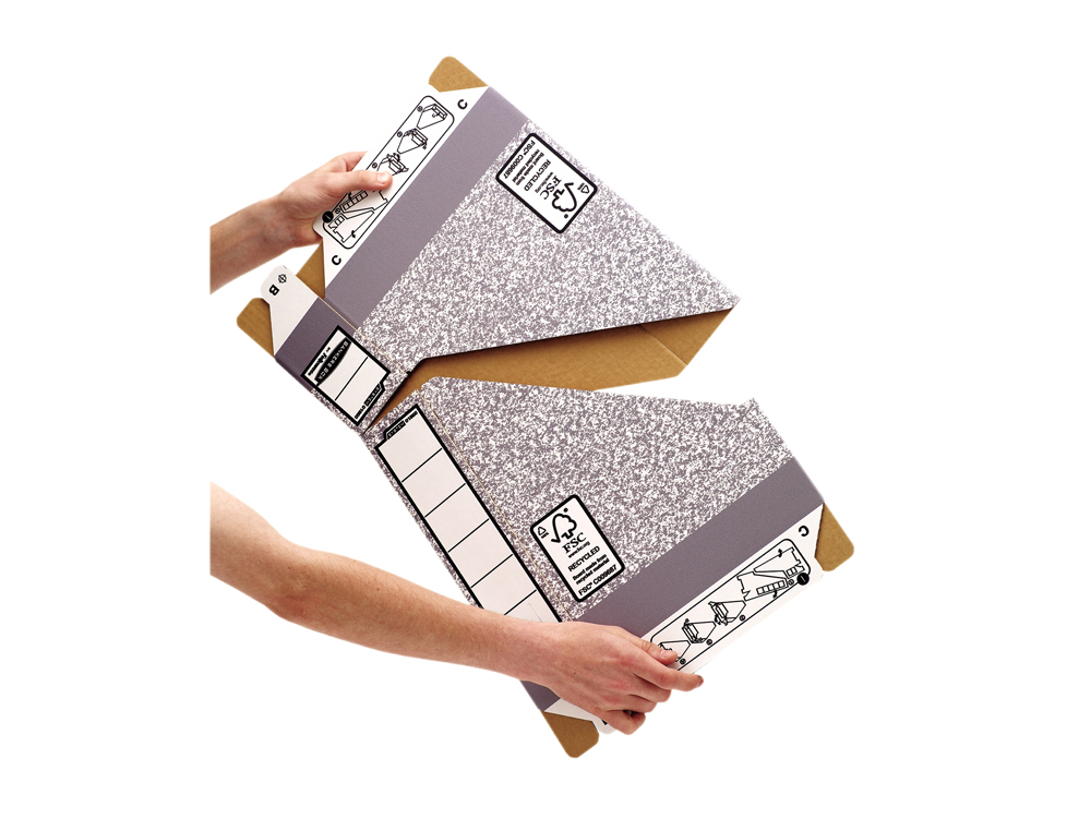 REVISTERO BANKERS BOX CARTON RECICLADO FSC DIN A4 LOMO 80 MM GRIS PACK DE 10 UNIDADES