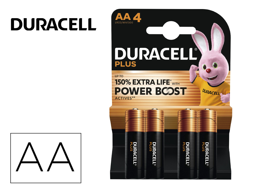 PILA DURACELL ALCALINA PLUS AA POWER BOOST BLISTER DE 4 UD
