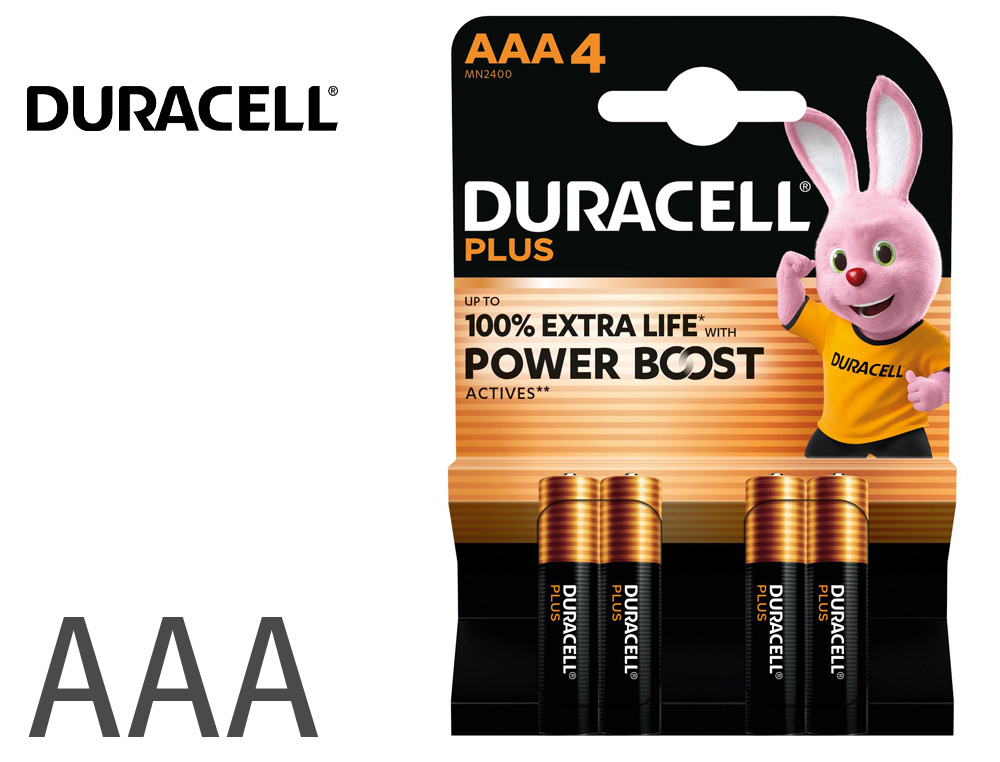 PILA DURACELL ALCALINA PLUS AAA POWER BOOST BLISTER DE 4 UD