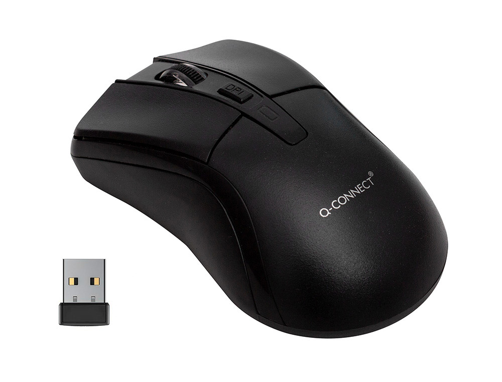 RATON Q-CONNECT OPTICO 1000 DPI INALAMBRICO NANO RECEPTOR USB 2,4 GHZ NEGRO